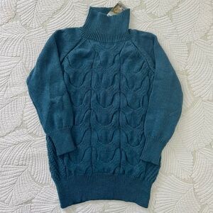 NWT Aran Crafts Teal High Neck Wool Sweater- Size S